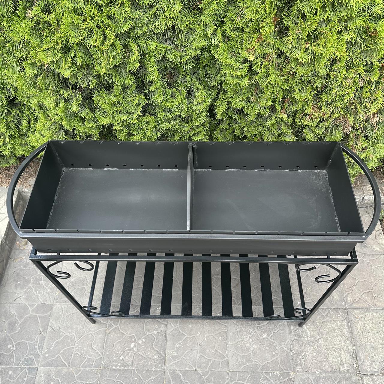 Мангал Metalzavod Гефест на 15 шампурів 3 мм на дровниці 116х39,5х94,5 см (MD15-3) - фото 3