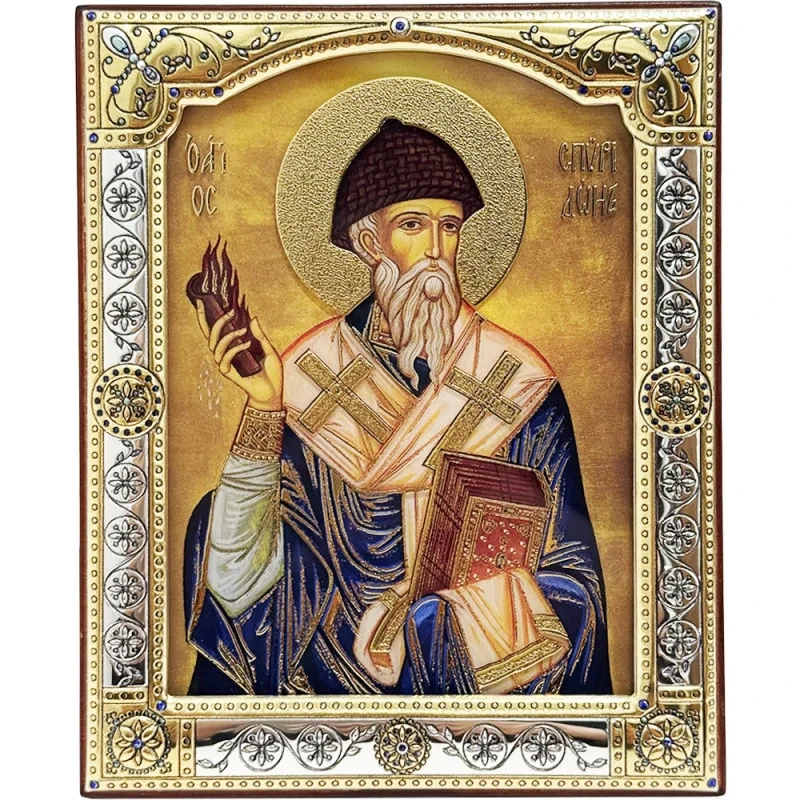 Ікона Святий Спиридон Триміфунтський посріблена 11,5х14 см (SA7022/30)