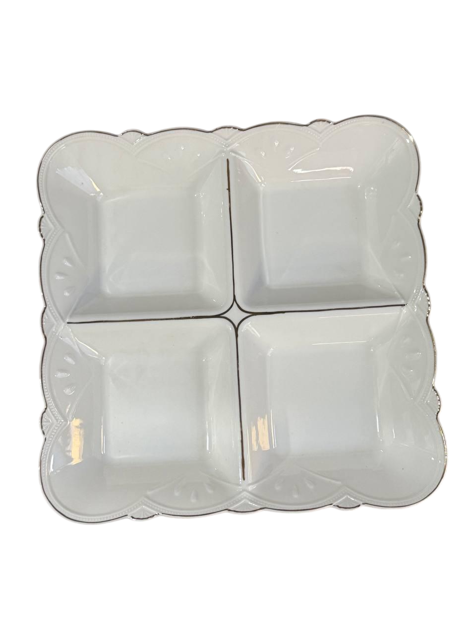 Менажниця керамічна YIWU HP-20-27 4-х секційна 25 см Білий (HP-20-27)