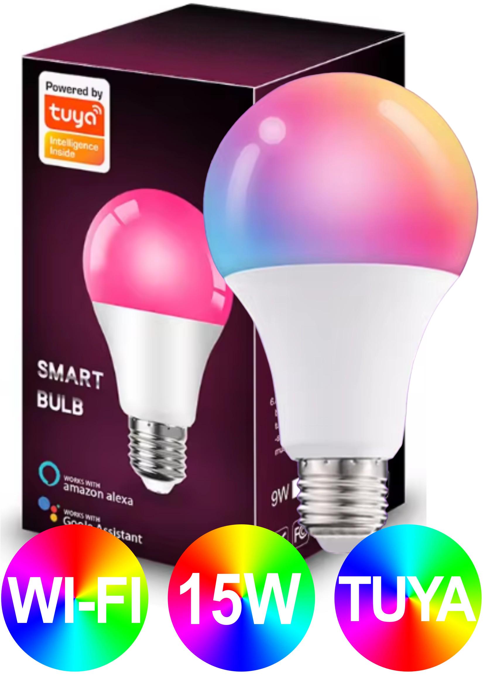 Умная лампочка Tuya Smart LED WiFi A60 E27 2700-6500K 15W Color/White (178096) - фото 2 Умная лампочка Tuya Smart LED WiFi A60 E27 2700-6500K 15W Color/White (178096) - фото 2