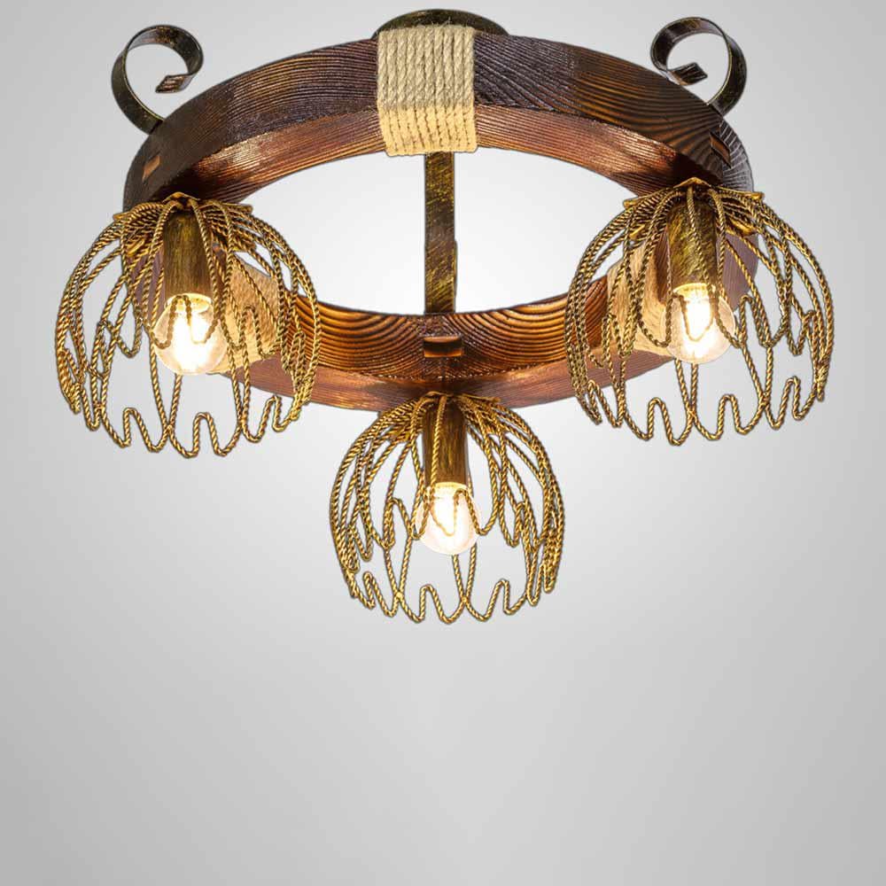 Люстра потолочная деревянная Lighthouse DL-19927/3 Бронзовый/Коричневый