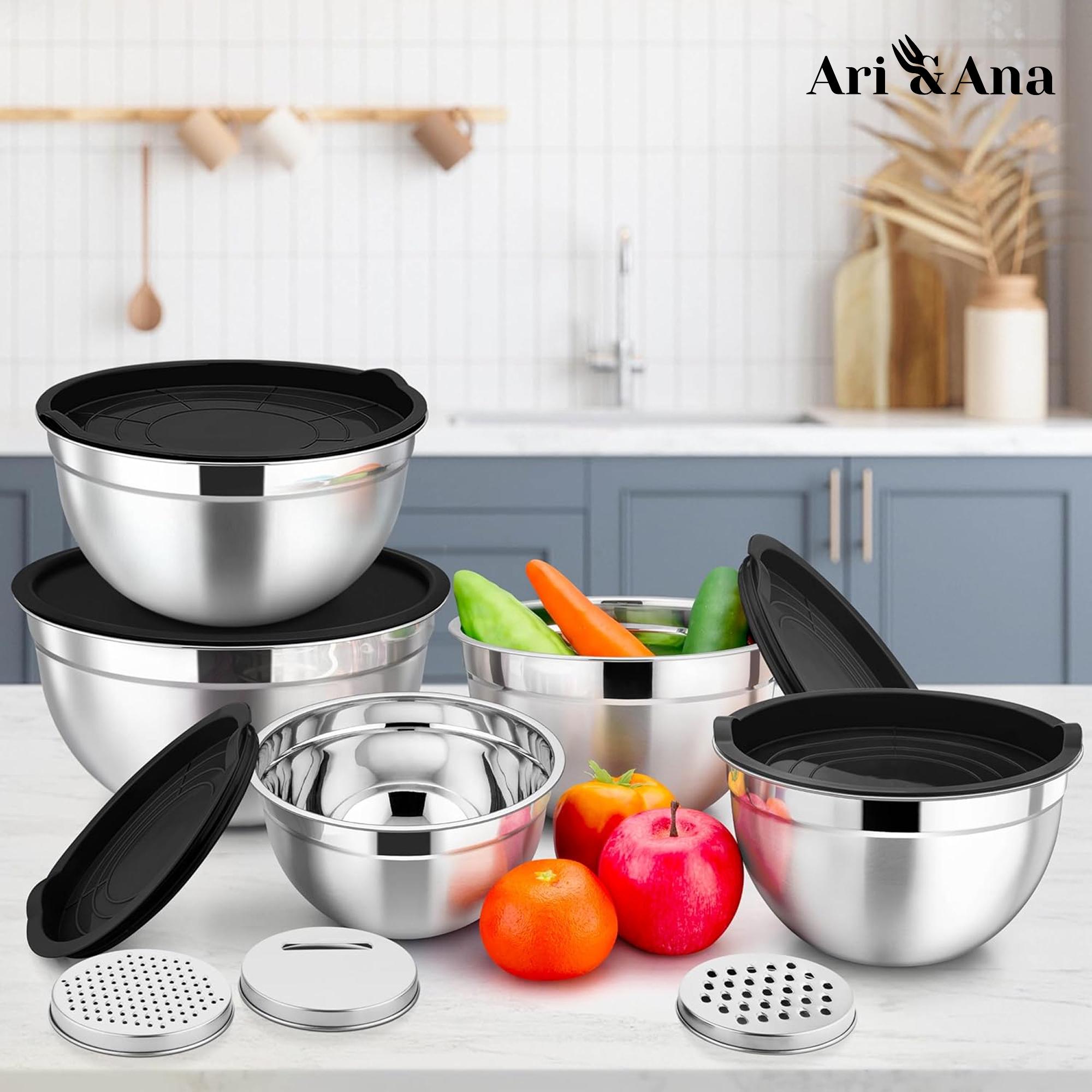 Набір металевих мисок Ari&Ana з силіконовим дном і кришкою 30-16 см 4 шт. Чорний - фото 5 Набір металевих мисок Ari&Ana з силіконовим дном і кришкою 30-16 см 4 шт. Чорний - фото 5