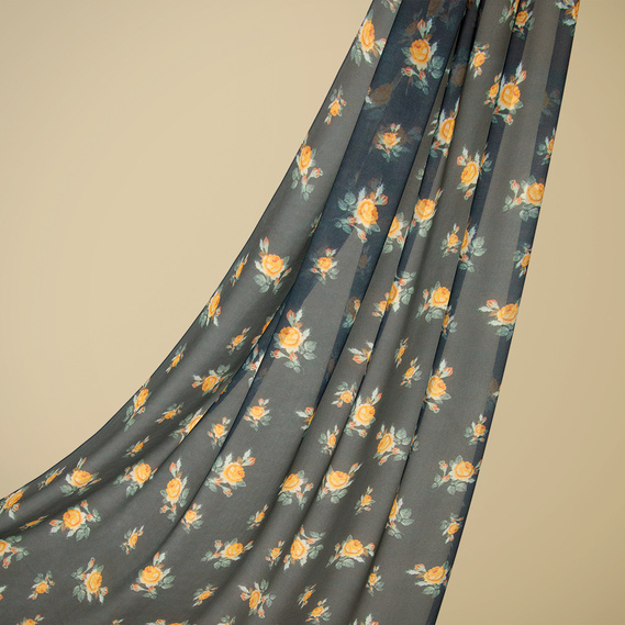 Ткань шифон IDEIA Принт Роза 1,45 м Черный/Карамель (2200004219899)