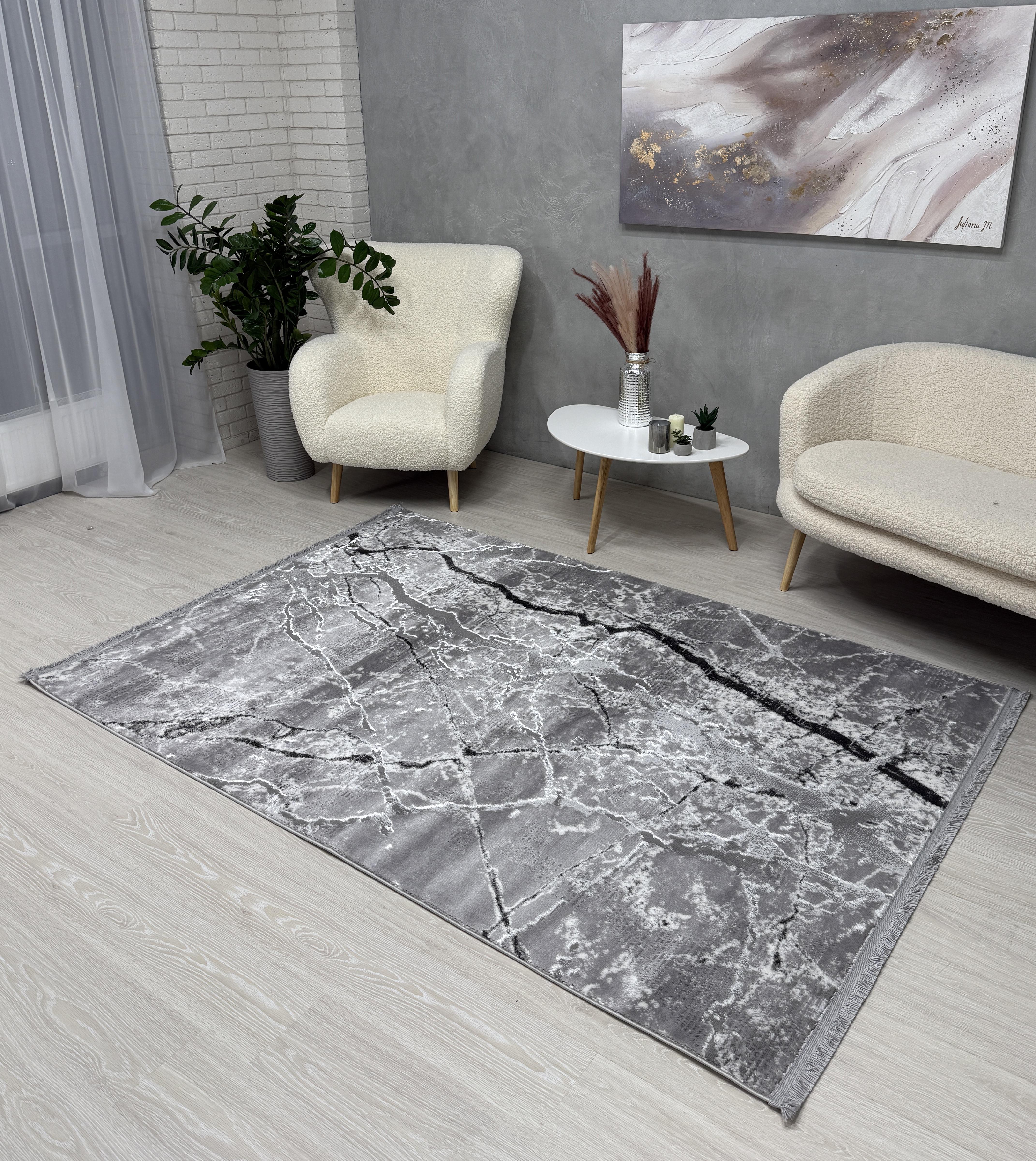 Килим Mars з невисоким ворсом 160x230 см Сірий (4640AK/AG13)