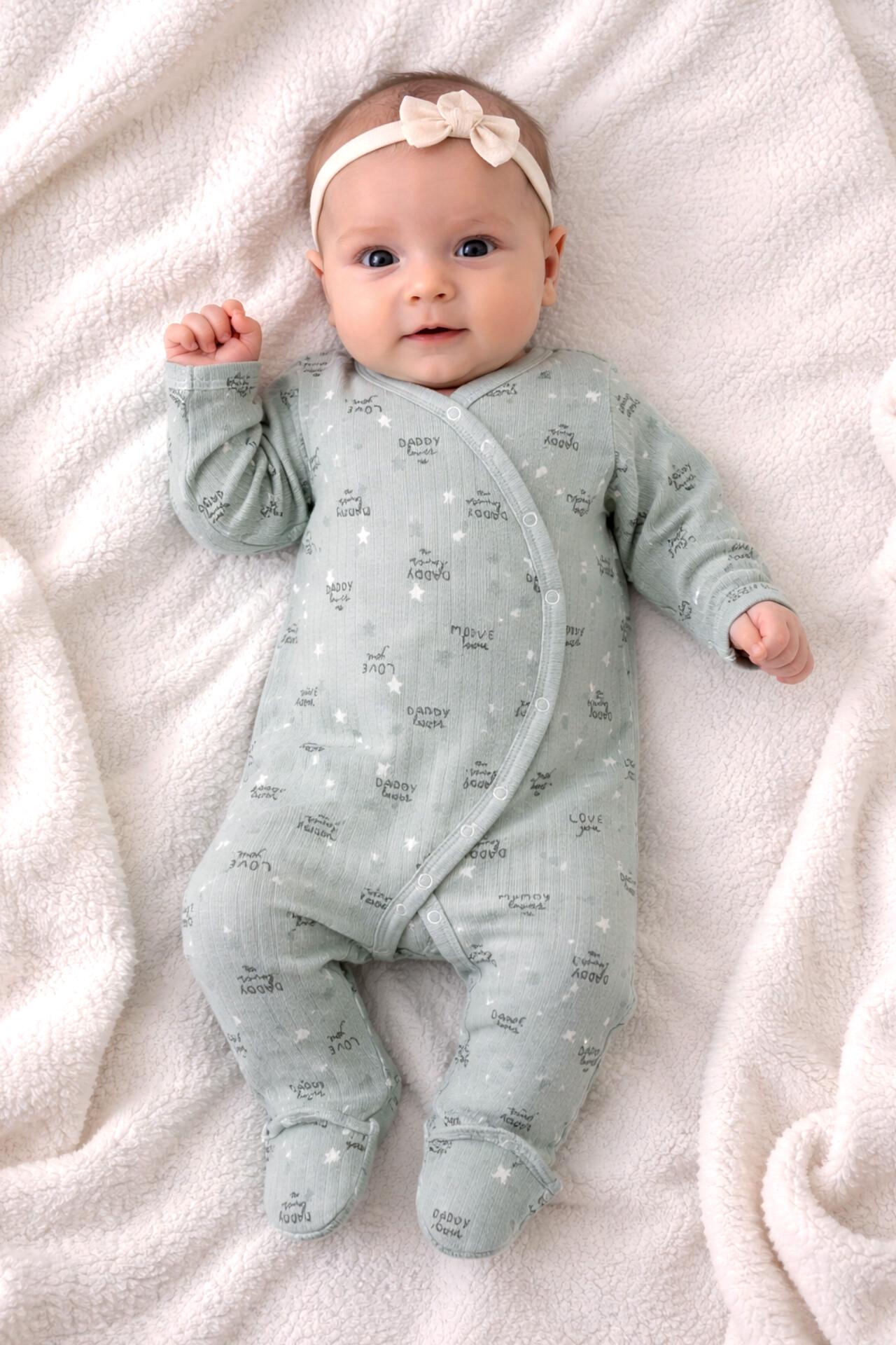 Чоловічок для новонароджених в рубчик Тімі текс Love you 56 см Ментоловий