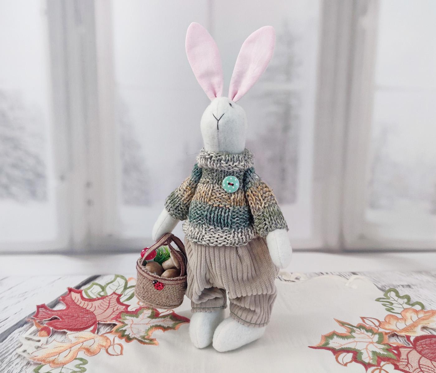 Лялька інтер'єрна в стилі тильда Кролик грибівник  (2203266506)