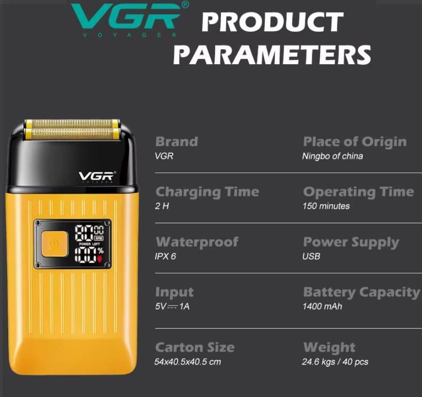 Шейвер беспроводной VGR V‑357 с триммером для бороды и усов Желтый (2390000030) - фото 14 Шейвер беспроводной VGR V‑357 с триммером для бороды и усов Желтый (2390000030) - фото 14