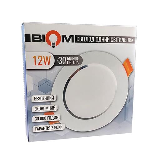 Светильник светодиодный BIOM Downlight DF-12W 12 Вт круглый 5000К Белый (15186-1) - фото 2