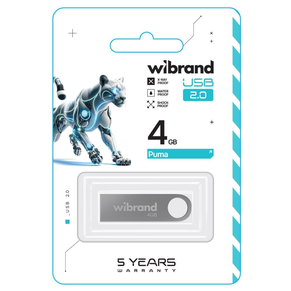 Флеш-накопичувач Flash Wibrand USB 2.0 Puma 4Gb Silver