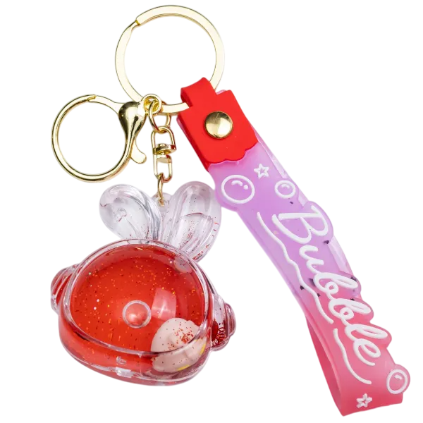 Брелок для ключей Bubble с блестками 5х5,5 см Красный