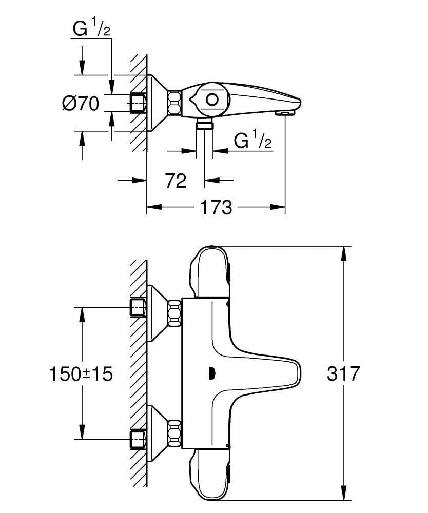 Cмеситель для ванны Grohe Grohtherm 348162433 с термостатом Черный (234616) - фото 5