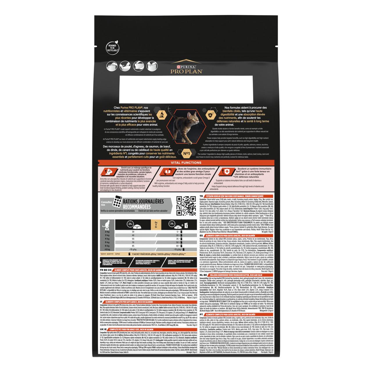 Сухий корм для дорослих котів Pro Plan Salmon лосось 1,5 кг (7613036508193) - фото 3