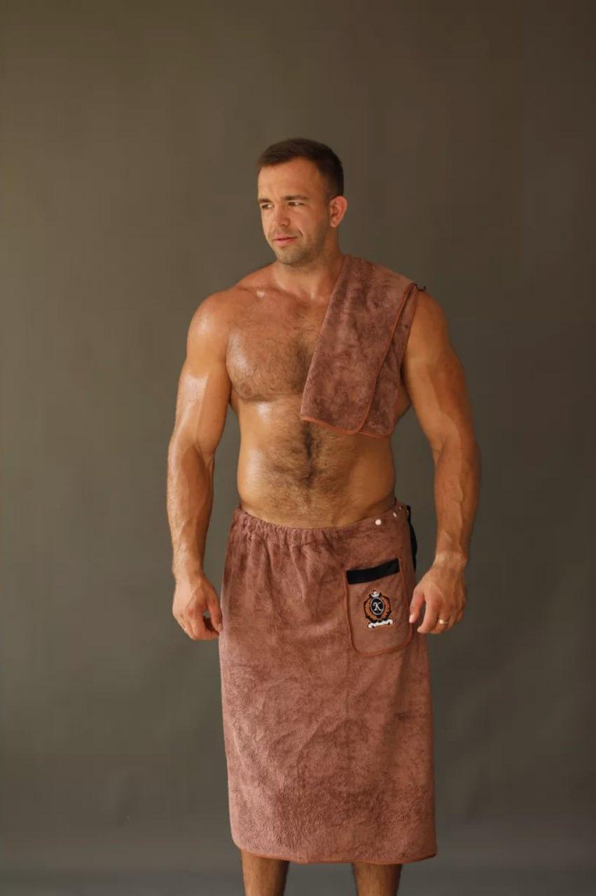 Комплект для лазні чоловічий 85х150 см Коричневий (П4К-novo-m-sauna-010)