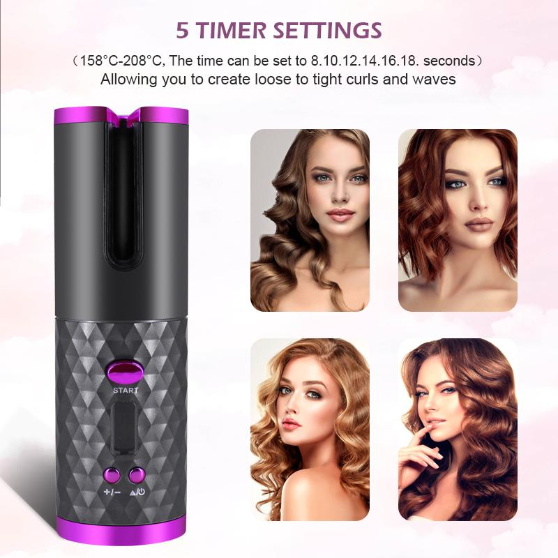 Бездротова плойка Hair Curler автоматична з акумулятором Чорний - фото 9