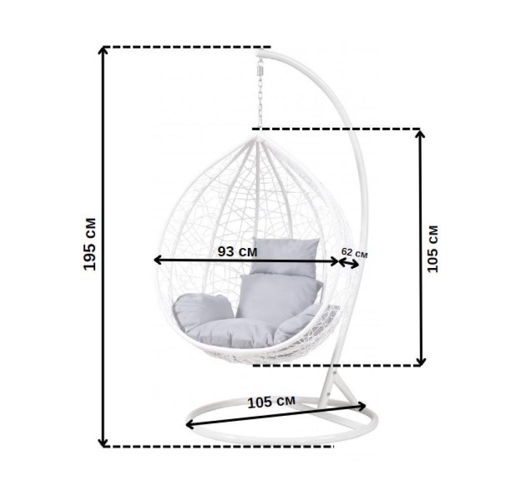 Крісло-гойдалка підвісне кокон 329 S Біло-сірий (4372) - фото 9