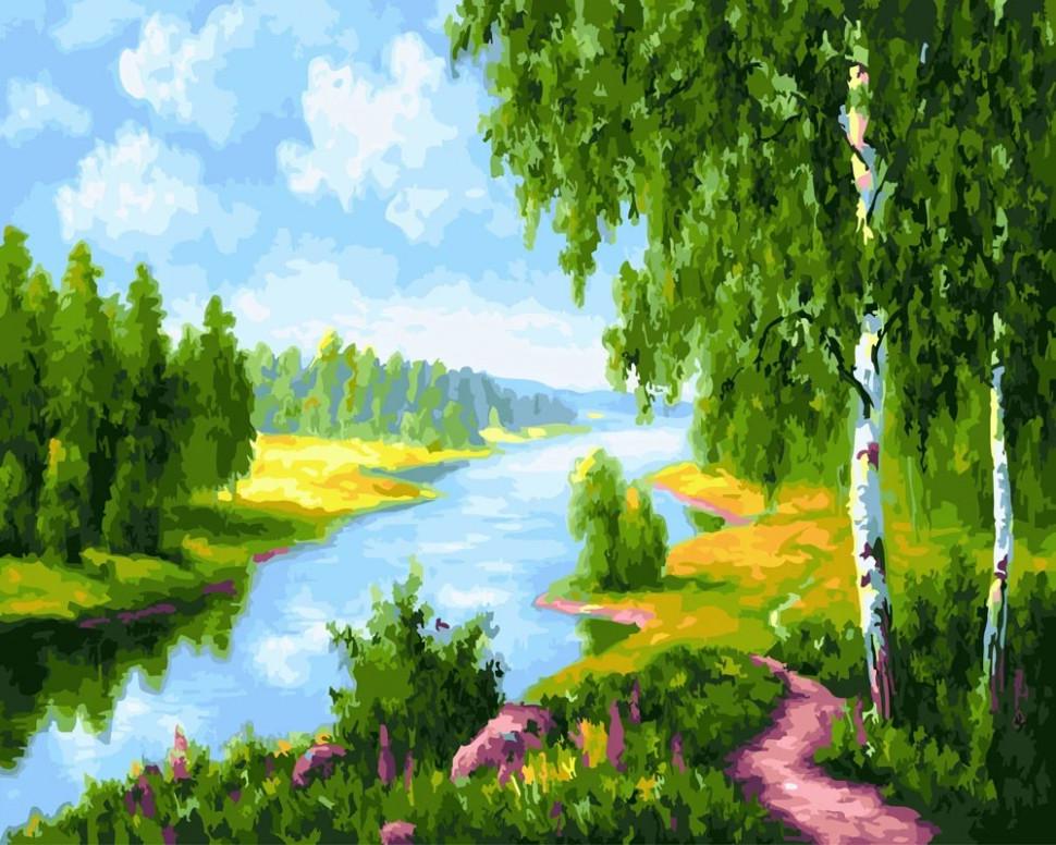 Картина по номерам Rainbow Art Березки у реки (GX22577-RA)