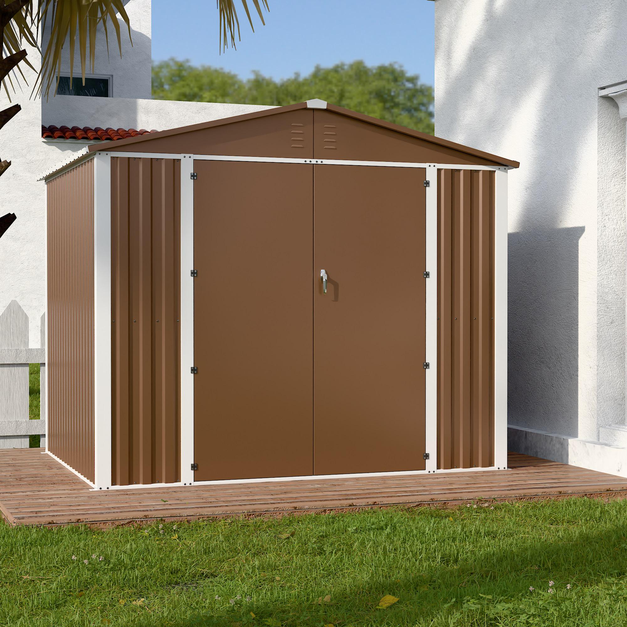 Хозблок-сарай металлический DS-03 с двускатной крышей 2000х2400х1800 мм Коричневый