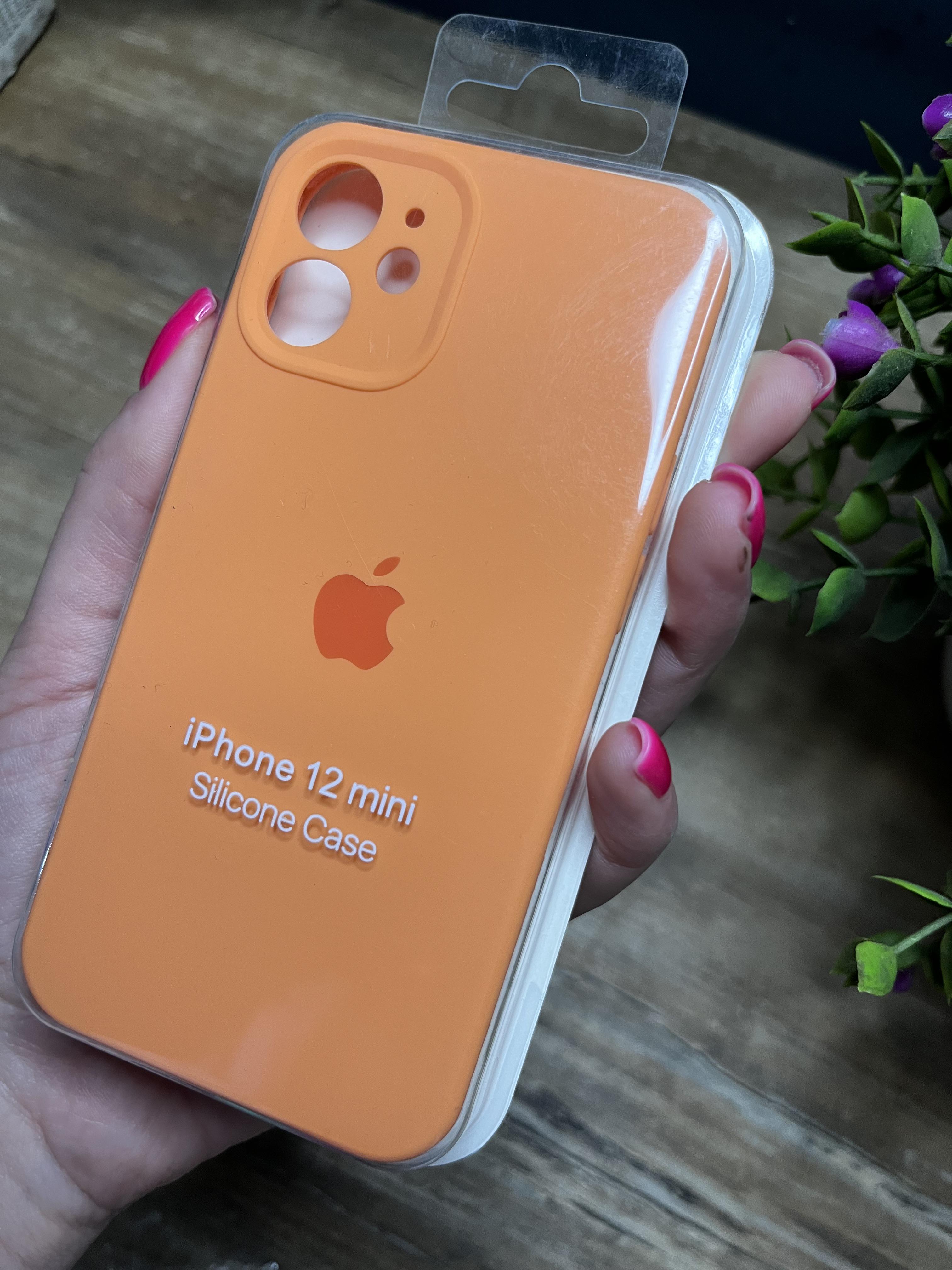 Чехол накладка на iPhone (Айфон) 12 Mini квадратные борта silicone case full camera Apple