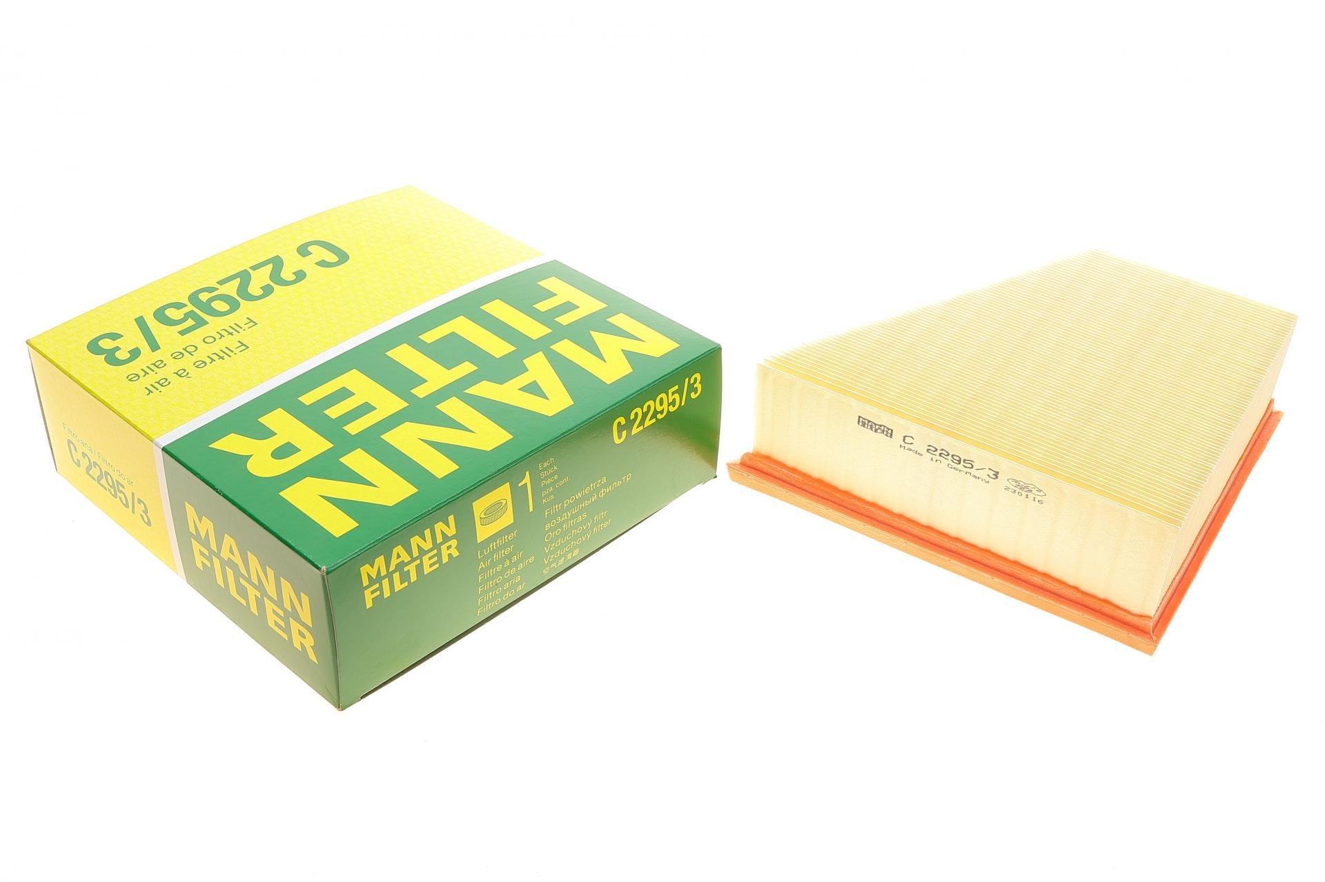 Фільтр повітряний Mann-Filter для VW Polo/Skoda Fabia 1,4TDI/1,8GTI/1,9SDI/TDI/2,0 99- 12/Roomster 1,4TDI/1,9TDI 06-10 (C 2295/3)
