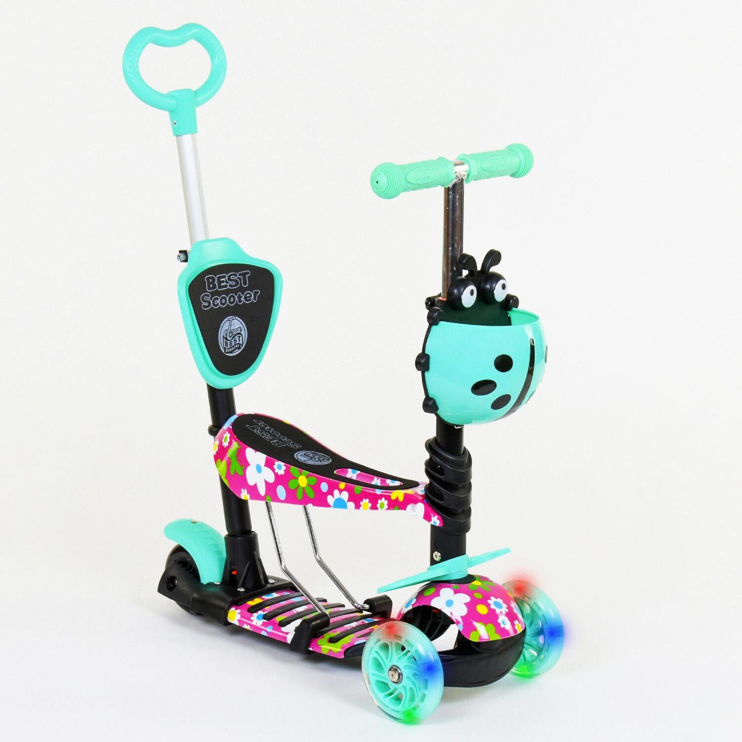 Самокат Best Scooter Flowers 5в1 PU колеса с подсветкой (84219)