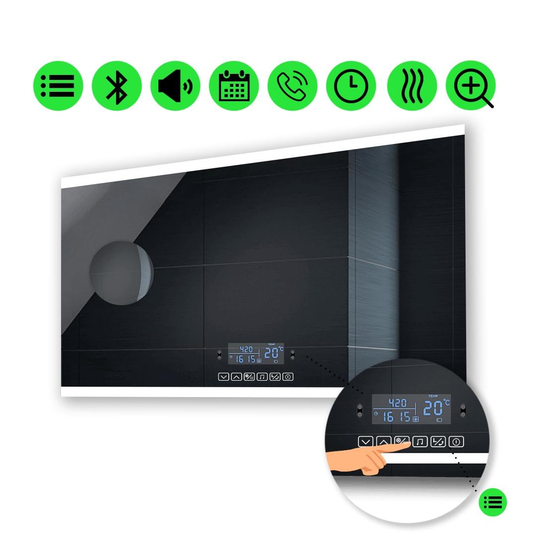 LED-зеркало 100x70 см с Smart-блоком линзой без подсветки и подогревом модель Ines (Inesg152)