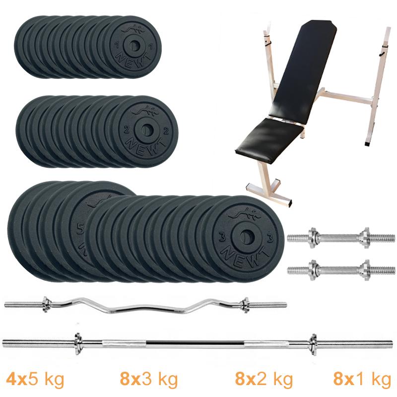 Лава для жиму Newt Gym Set-SKHW Home з набором штанг + гантелі 84 кг (8105388)