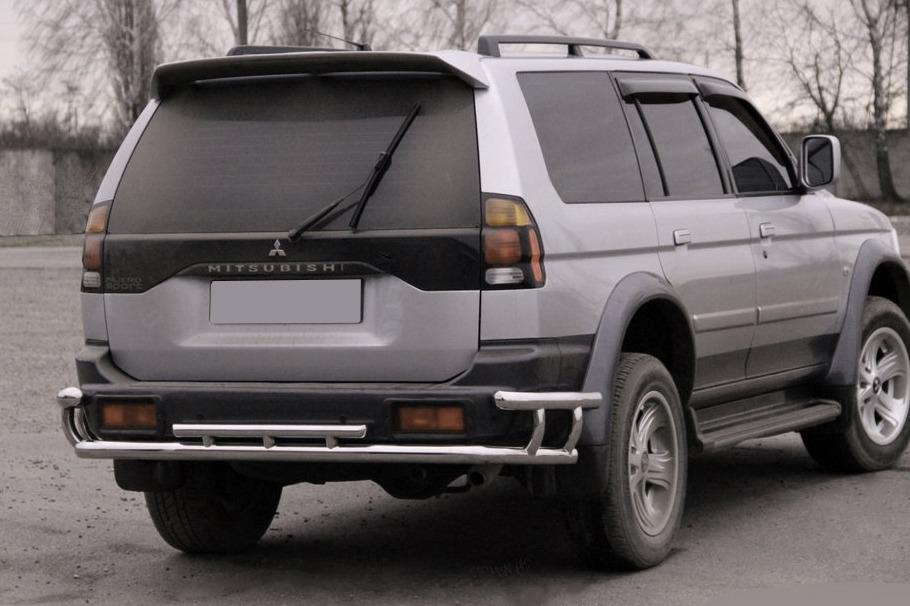 Задняя защита AK005-2 CAN для Mitsubishi Pajero Sport 1996-2007 гг. нержавеющая сталь Хром