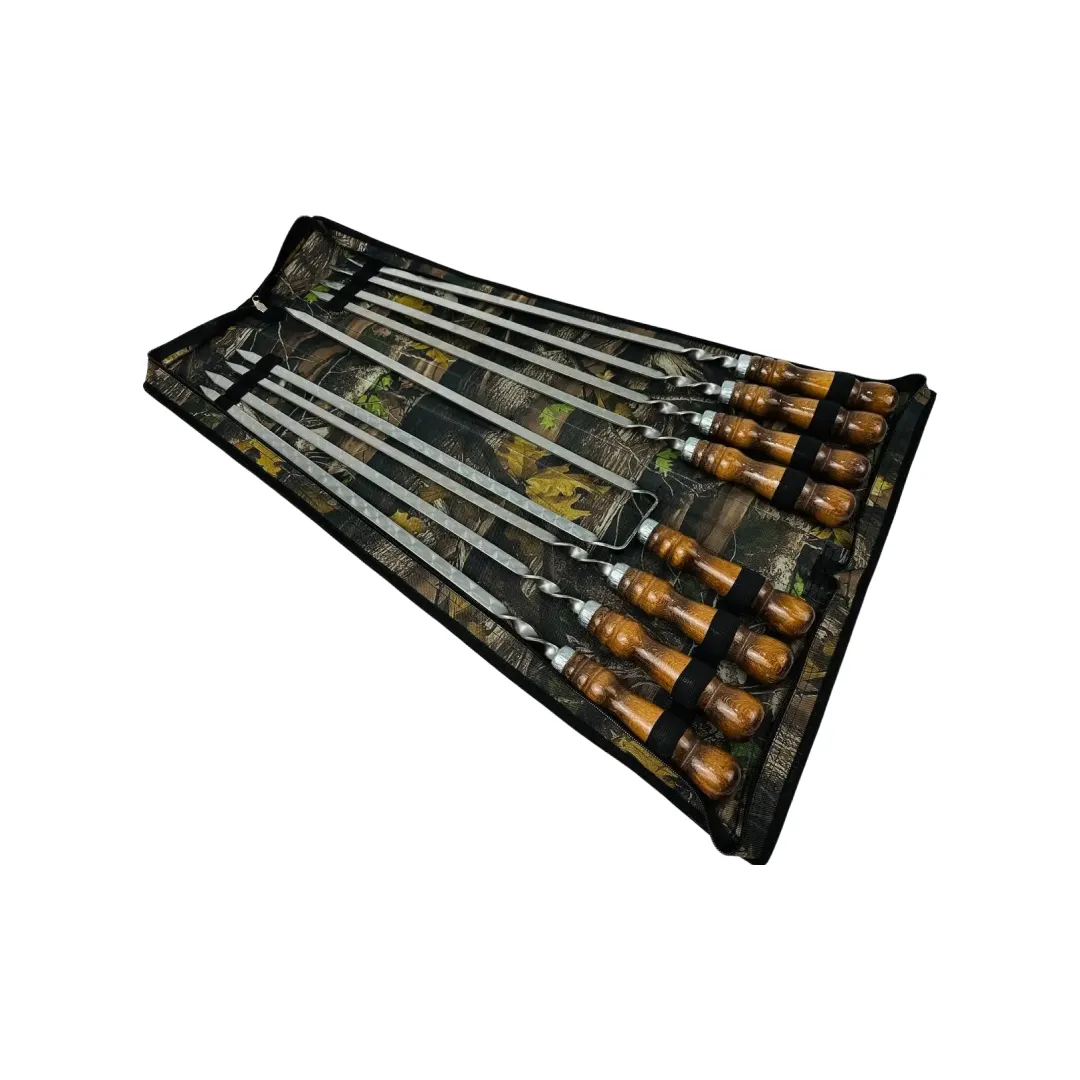 Набор шампуров в чехле комбинированный Кизляр 7 шт. двойной шампур из нержавеющей стали (2-10-NB-2271)