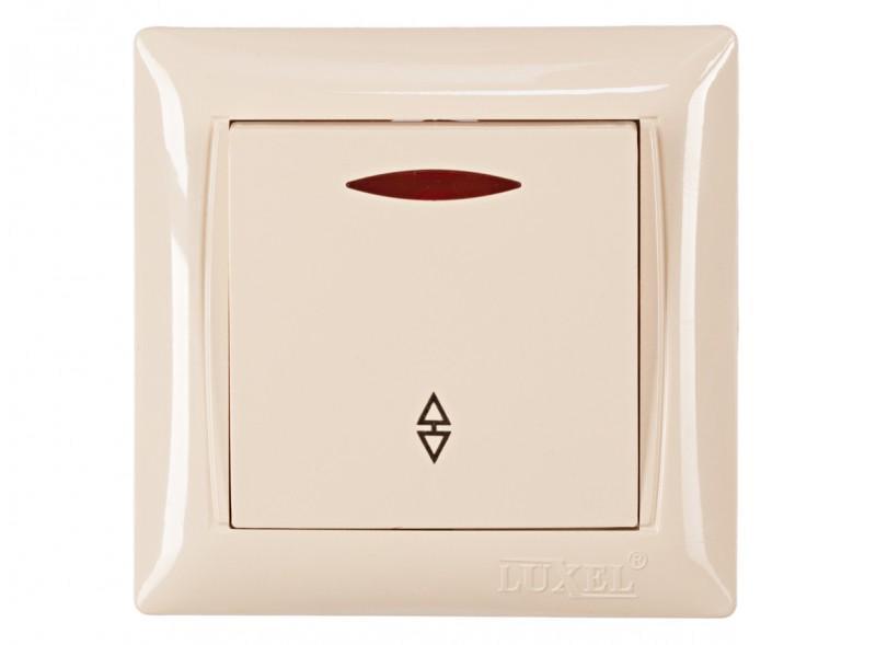 Выключатель одноклавишный проходной Luxel 3316 PRIMERA с подсветкой Кремовый (27552710)