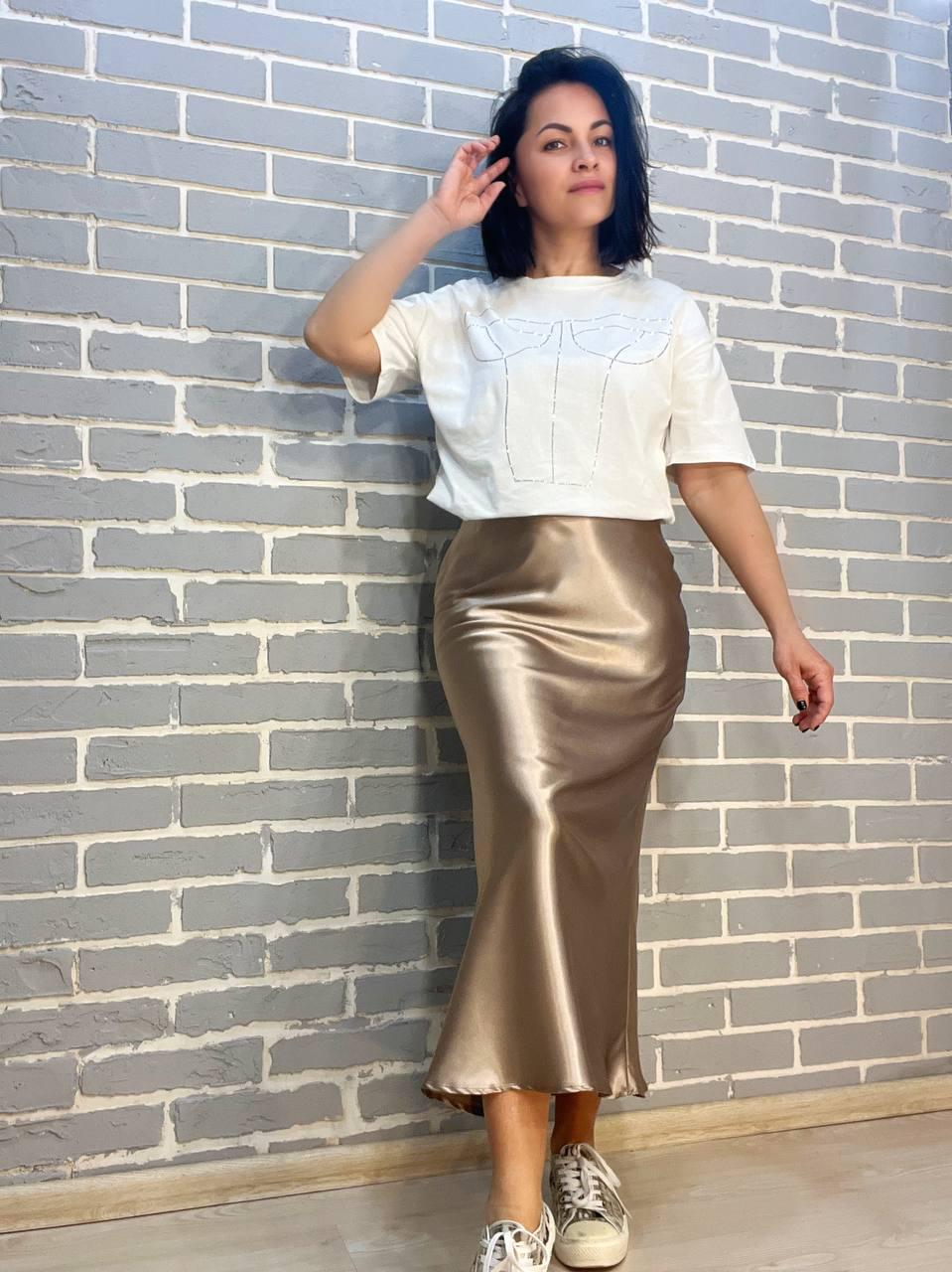 Юбка женская CLEW 0222 шелковая длинная макси M Бежевый (1752) - фото 5 Юбка женская CLEW 0222 шелковая длинная макси M Бежевый (1752) - фото 5