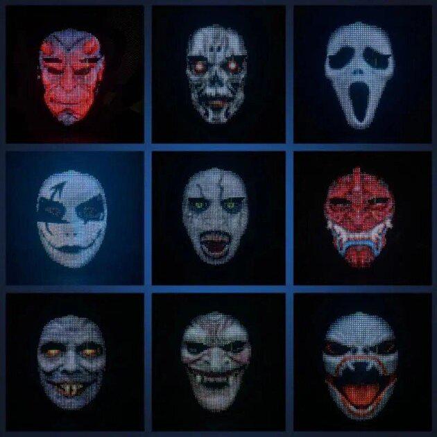 Маска светодиодная для лица на Helloween Bluetooth APP Control - фото 2