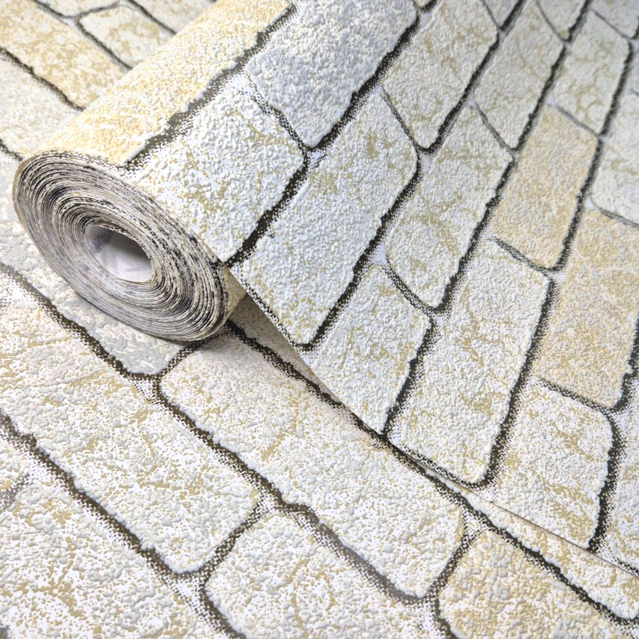 Обои виниловые Славянские обои 2086-04 под кирпич для зала/спальни/коридора/детской комнаты 10,05x1,06 м Бежевый (2524051942) - фото 1