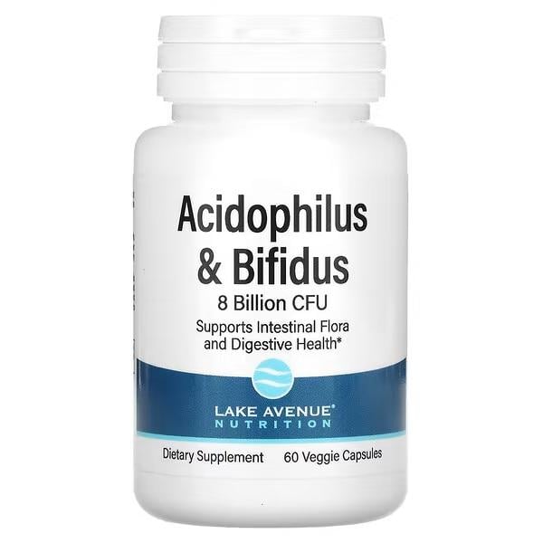 Пробіотики Lake Avenue Nutrition Acidophilus і Bifidus 8 млрд ДЕШЕ 60 капсул