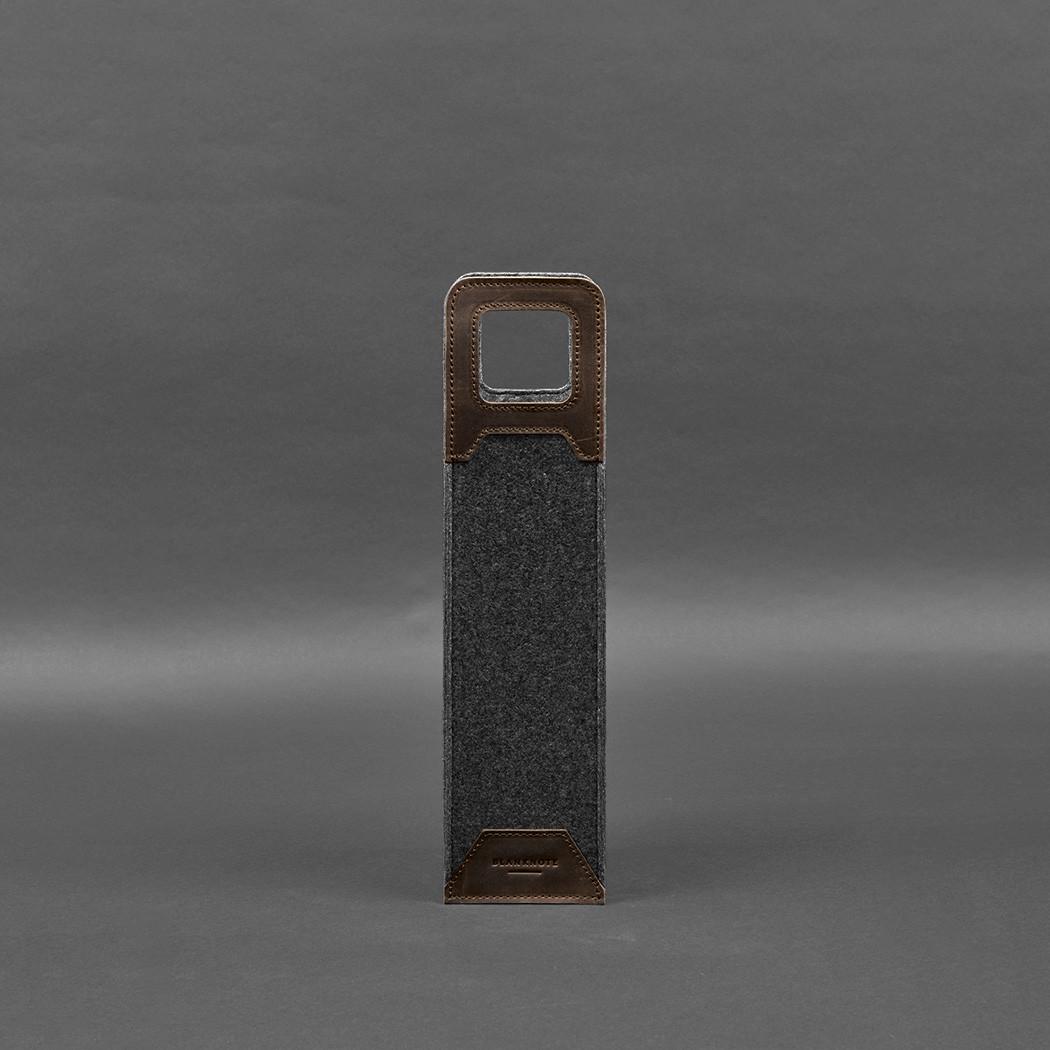 Чохол для вина 1.0 із фетру зі шкіряними вставками Crazy Horse Темно-коричневий (A-027936) - фото 4 Чохол для вина 1.0 із фетру зі шкіряними вставками Crazy Horse Темно-коричневий (A-027936) - фото 4