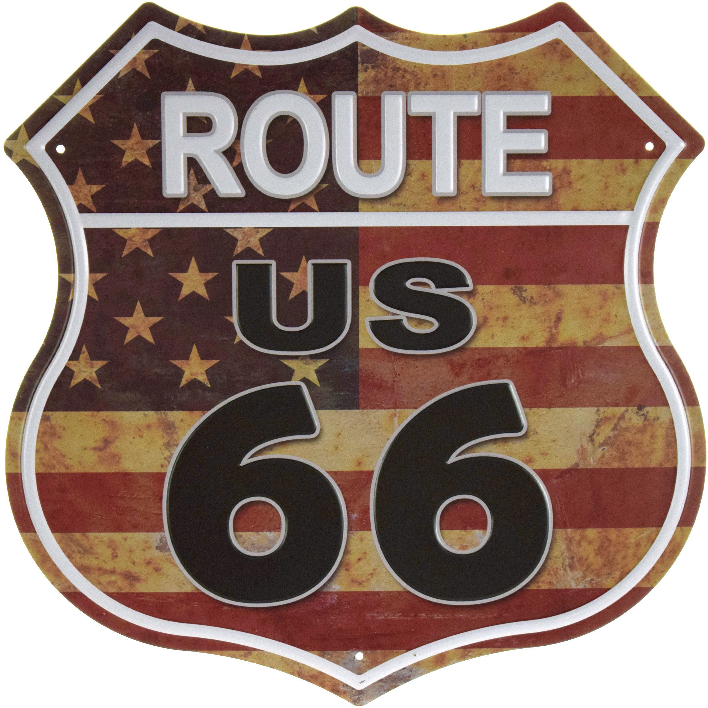 Табличка металлическая Route US 66 Flag USA 30x30 см