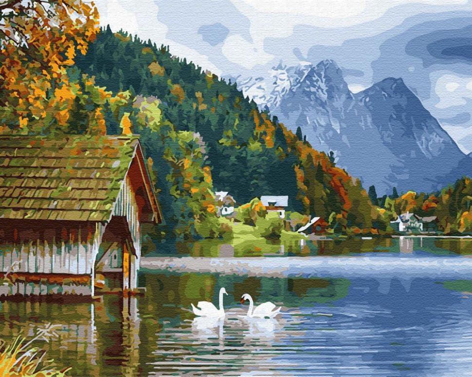 Картина по номерам Rainbow Art Озеро с лебедями (GX27951-RA)