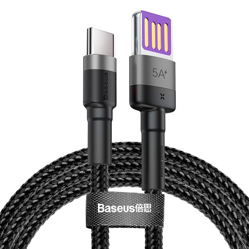 Кабель BASEUS Type-C Cafule HW Quick Charging Data Cable USB Двухсторонний Blind Interpolation 40 Вт 1 м Черный (CATKLF-P91) - фото 1 Кабель BASEUS Type-C Cafule HW Quick Charging Data Cable USB Двухсторонний Blind Interpolation 40 Вт 1 м Черный (CATKLF-P91) - фото 1
