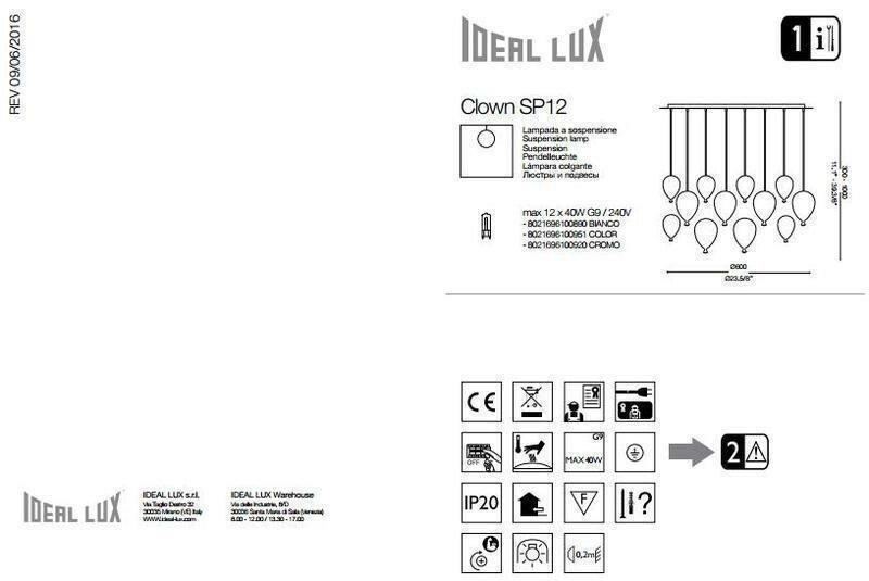 Люстра Ideal Lux Clown SP12 Color (100951) - фото 4