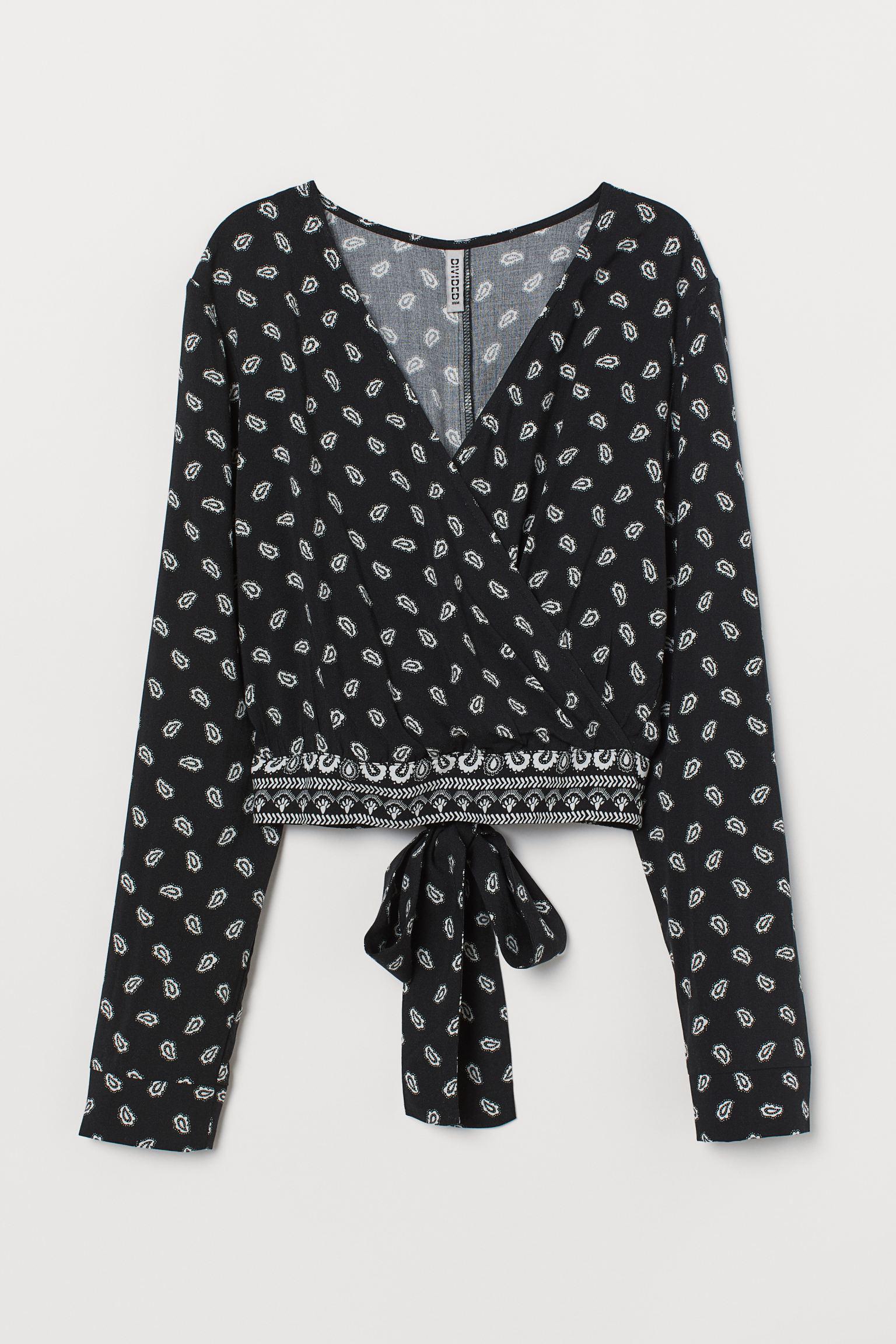 Блуза H&M Узор р. 36 Черный (20056394969)