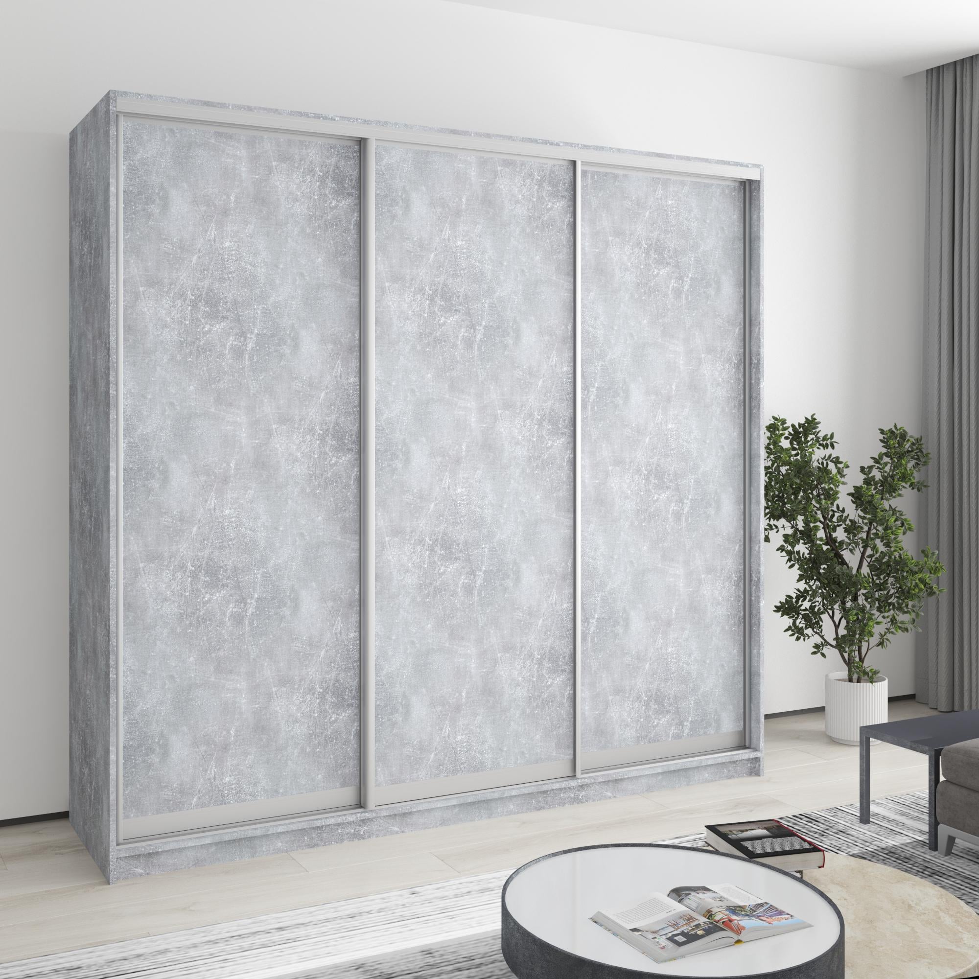 Шкаф-купе трехдверный MebelStar Стандарт AL 3ДСП 220x60x210 см Бетон (MBS-2876)