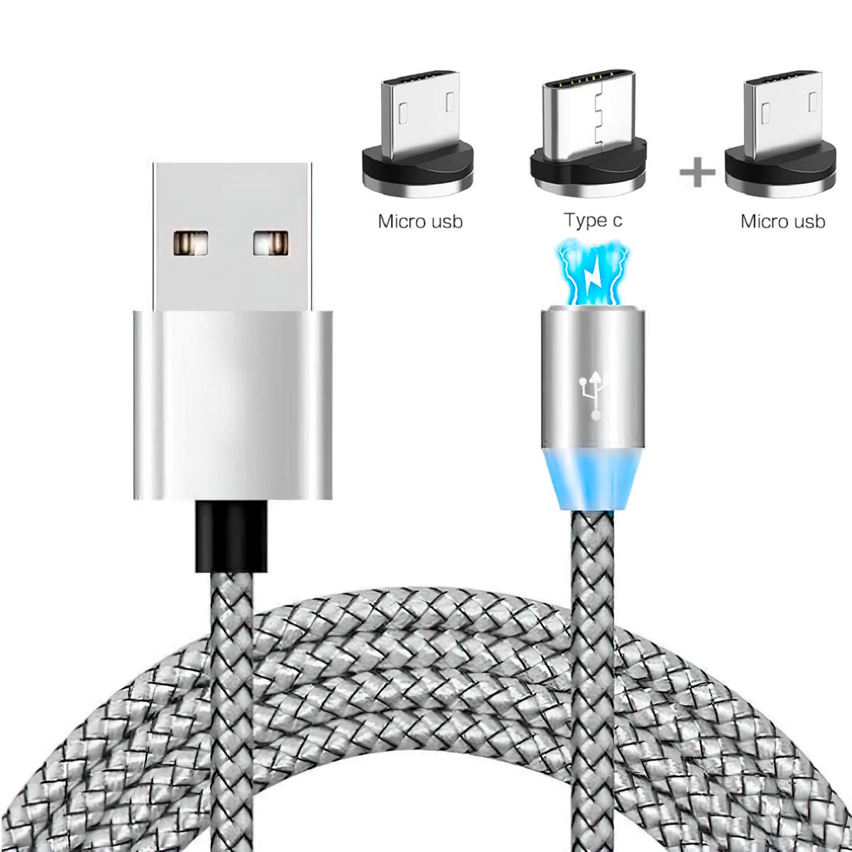 ᐉ Магнитная зарядка для телефона X-Cable 3в1 кабель Type-c и micro USB 2  шт. Серебристый (1009295-Silver) • Купить в Киеве, Украине • Лучшая цена в  Эпицентр