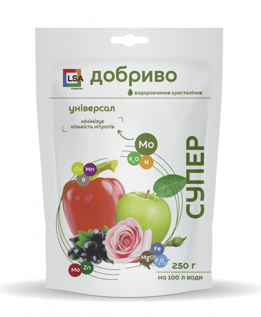 Добриво водорозчинне кристалічне універсальне супер 250 г