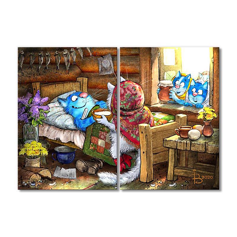 Модульная картина Уход за больным 2 модуля общий размер 90x135 см (_rinaz_20201633028)