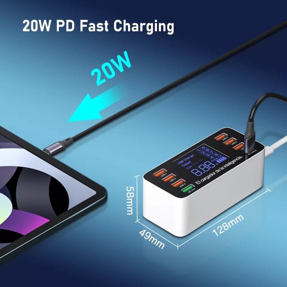 Зарядний пристрій мережевий Asometech 60W PD3.0 QC3.0 8 USB (25397294) - фото 4 Зарядний пристрій мережевий Asometech 60W PD3.0 QC3.0 8 USB (25397294) - фото 4