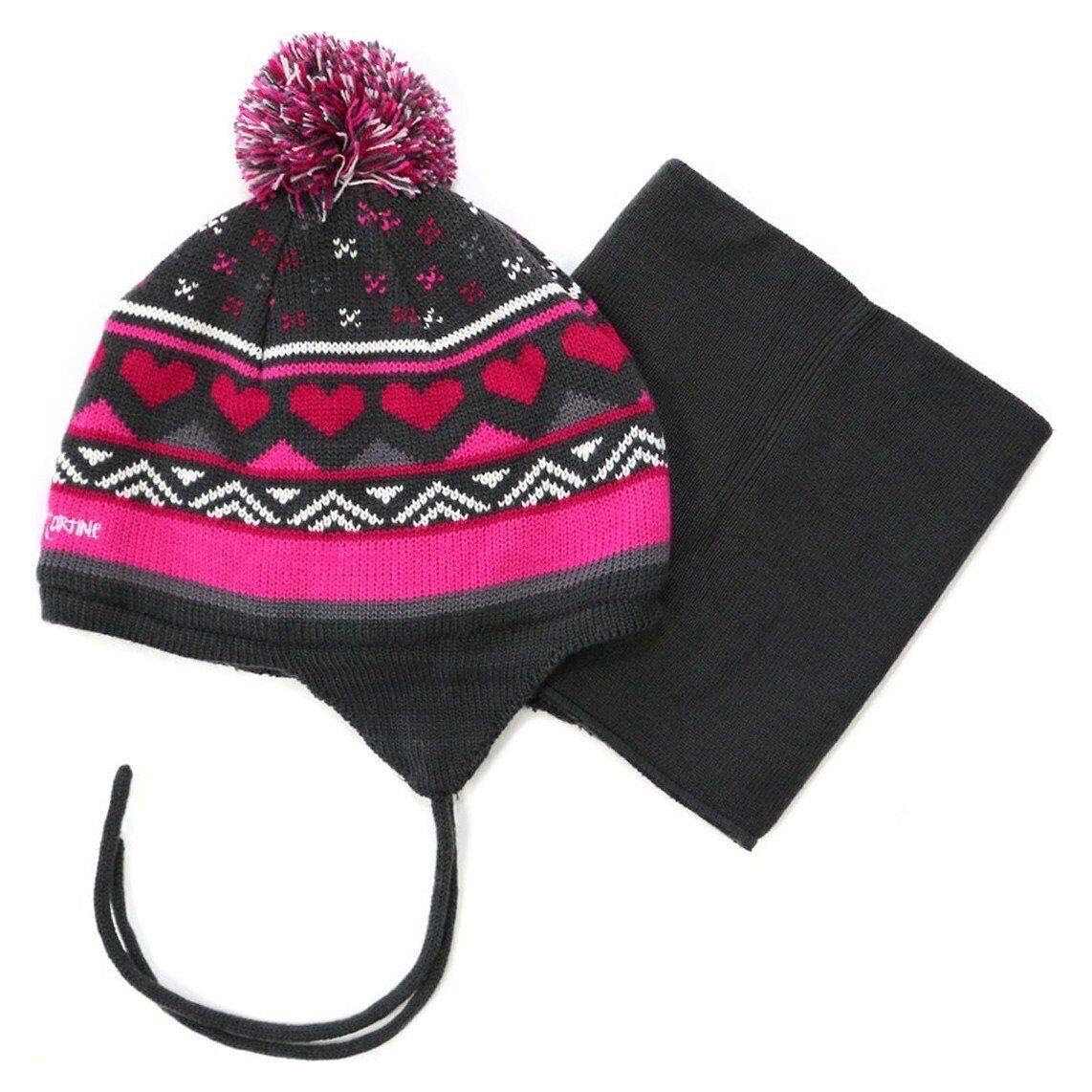 Шапка с баффом вязаные для девочки Peluche&Tartine F16ACC66EF зимние 50-52 см Темно-серый/Коралловый (F16ACC66EF-Deepgray-3/5)