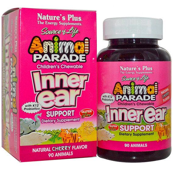 Комплекс для профілактики слуху Nature's Plus Animal Parade Inner Ear 90 Chewable Tabs Natural Cherry