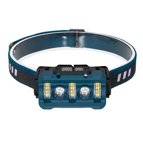 Фонарь налобный аккумуляторный W-6112A-2XPE-12SMD Blue (592563)