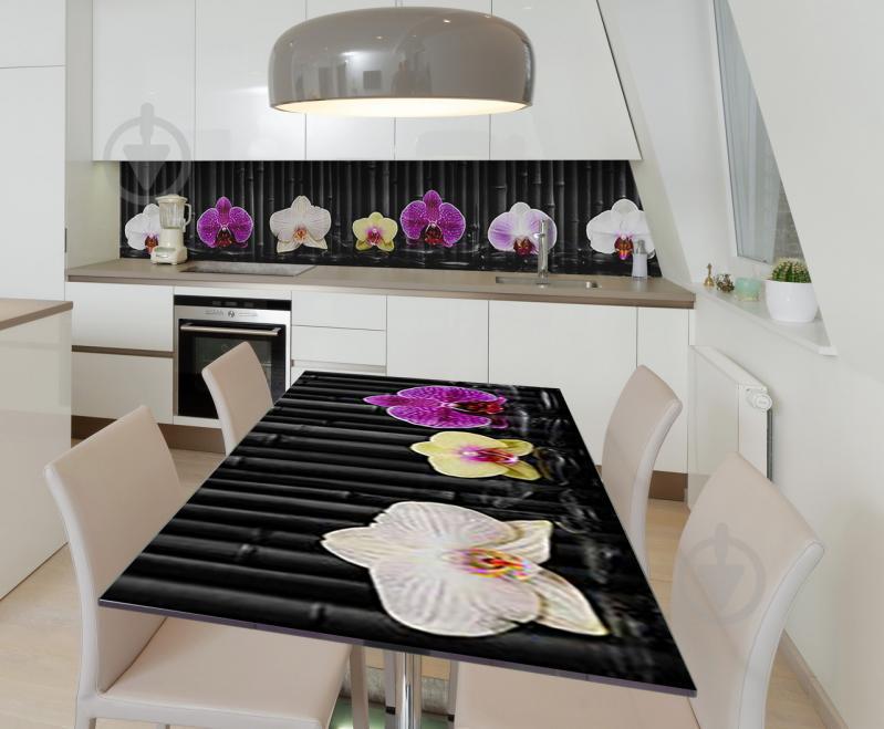 Наклейка виниловая на стол Zatarga  "Орхидеи и Черный бамбук"  600х1200 мм