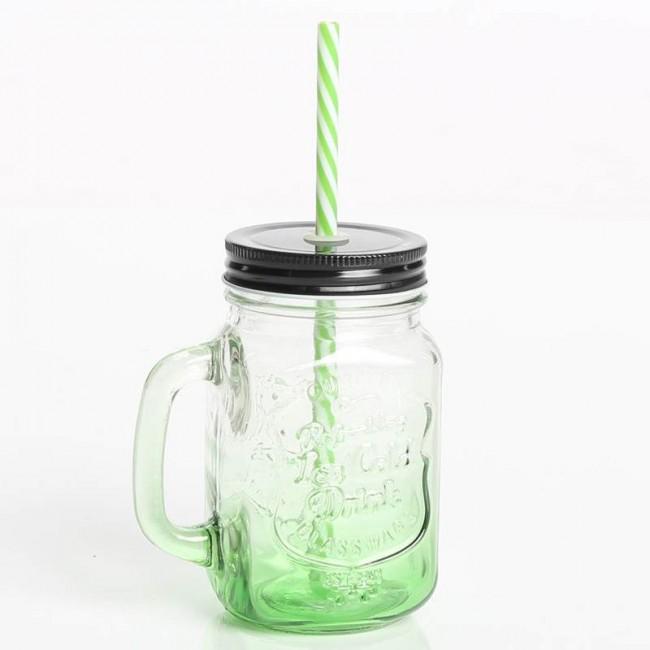 Банка стеклянная с ручкой Mason Jar 450 мл Зеленый (3347) - фото 2 Банка стеклянная с ручкой Mason Jar 450 мл Зеленый (3347) - фото 2