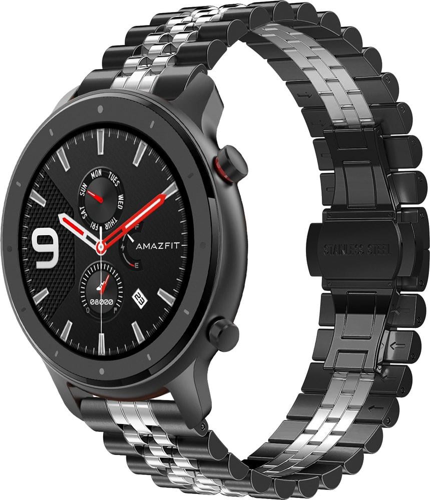 Браслет металлический Stech Line для Amazfit GTR 47mm Black Silver (29149-03)